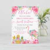 ピンクと金ゴールドパイナップル&フラミンゴスイート16 招待状 (スタンド正面)