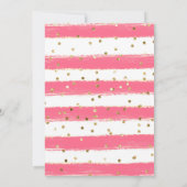 ピンクと金ゴールドパイナップル&フラミンゴ子供の誕生日 招待状 (裏面)