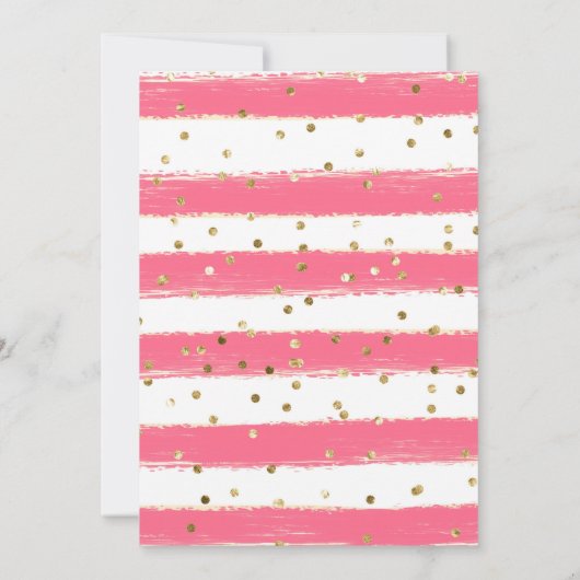 ピンクと金ゴールドパイナップル&フラミンゴ子供の誕生日 招待状 (裏面)