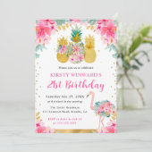 ピンクと金ゴールドパイナップル&フラミンゴ21歳 招待状 (スタンド正面)