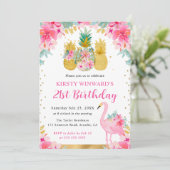 ピンクと金ゴールドパイナップル&フラミンゴ21歳 招待状 (スタンド正面)