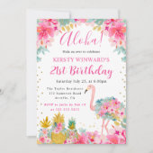 ピンクと金ゴールドパイナップル&フラミンゴ21歳 招待状 (正面)