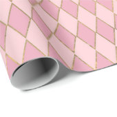 ピンクと金ゴールドパリスをテーマにしたダイヤモンドパターン ラッピングペーパー (ロールコーナー)