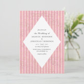 ピンクと金ゴールドパリスをテーマにした書結婚道 招待状 (スタンド正面)