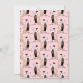 ピンクと金ゴールドパリスをテーマにした書結婚道 招待状 (裏面)