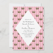 ピンクと金ゴールドパリス結婚アールデコ 招待状 (正面)