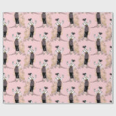 ピンクと金ゴールドパリフォイルアールヌーボー ラッピングペーパー (フラット)