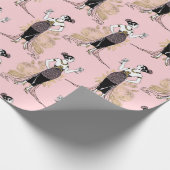 ピンクと金ゴールドパリフォイルアールヌーボー ラッピングペーパー (角)