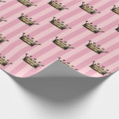 ピンクと金ゴールドパリフォイルクラウン ラッピングペーパー (角)