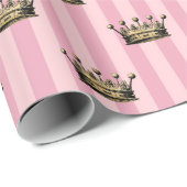 ピンクと金ゴールドパリフォイルクラウン ラッピングペーパー (ロールコーナー)