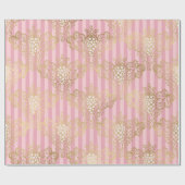 ピンクと金ゴールドパリフォイルワインをテーマにした ラッピングペーパー (フラット)