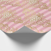 ピンクと金ゴールドパリフォイルワインをテーマにした ラッピングペーパー (角)