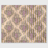 ピンクと金ゴールドパリフォイルワインをテーマにした ラッピングペーパー (フラット)