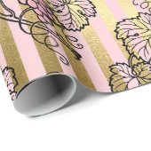 ピンクと金ゴールドパリフォイルワインをテーマにした ラッピングペーパー (ロールコーナー)