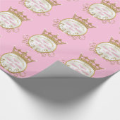 ピンクと金ゴールドパーソナライズされたプリンセス包装紙 ラッピングペーパー (角)