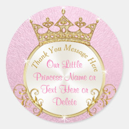 ピンクと金ゴールドパーソナライズされたプリンセス ラウンドシール