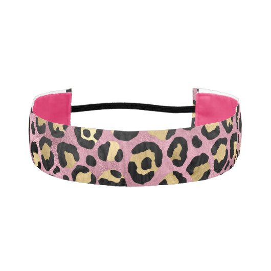 ピンクと金ゴールドヒョウ系デザイン15 アスレチックヘッドバンド (正面)