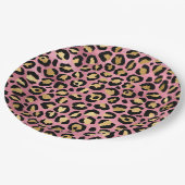 ピンクと金ゴールドヒョウ系デザイン15 ペーパープレート (アングル)