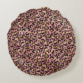 ピンクと金ゴールドヒョウ系デザイン15 ラウンドクッション (裏面)