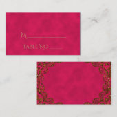 ピンクと金ゴールドピーコックインディアン結婚ズ座席表 プレイスカード (正面/裏面)