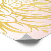 ピンクと金ゴールドピーコックロータスインディアンウェルカムサイン ポスター (角)