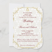 ピンクと金ゴールドピーコックロータス結婚インディアン 招待状 (裏面)