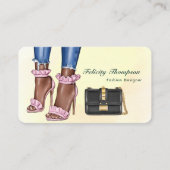 ピンクと金ゴールドファッションデザイナーQRコードビジネスCa 名刺 (正面)