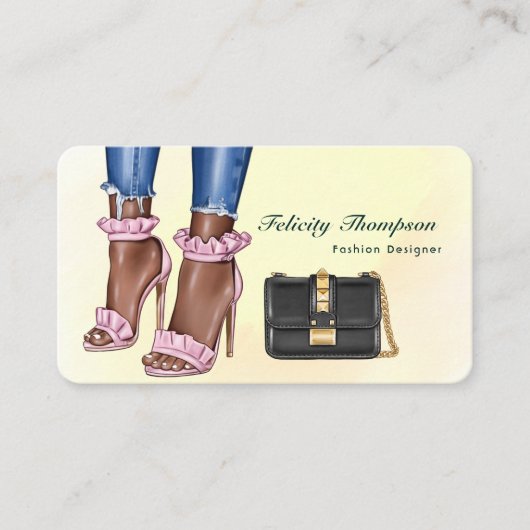 ピンクと金ゴールドファッションデザイナーQRコードビジネスCa 名刺 (正面)