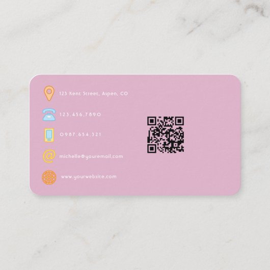 ピンクと金ゴールドファッションデザイナーQRコードビジネスCa 名刺 (裏面)