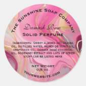 ピンクと金ゴールドフェイクの大理石化粧品 ラウンドシール (正面)