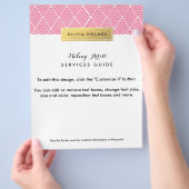 ピンクと金ゴールドフェイクフォイルのシェブロンパターン チラシ (手)