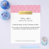 ピンクと金ゴールドフェイクフォイルのシェブロンパターン チラシ (シングル)