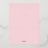 ピンクと金ゴールドフェイク紙吹雪ガールベビーシャワーの招待客 箔招待状 (裏面)