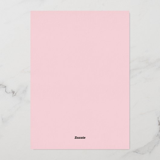 ピンクと金ゴールドフェイク紙吹雪ガールベビーシャワーの招待客 箔招待状 (裏面)