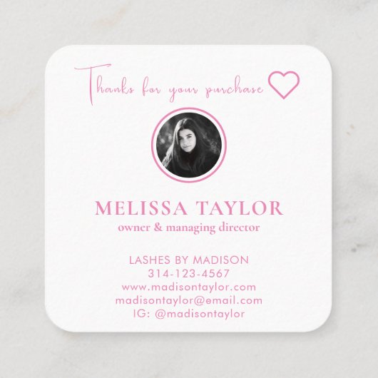 ピンクと金ゴールドフォトホログラフィーモノグラムの ロイヤリティカード (裏面)