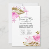 ピンクと金ゴールドフラミンゴブライダルシャワーバイメール 招待状 (正面)