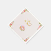 ピンクと金ゴールドフラワーテーマその女の子の赤ちゃんシャワー スタンダードカクテルナプキン (角)