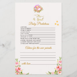 ピンクと金ゴールドフラワーテーマその女の子の赤ちゃんシャワー チラシ
