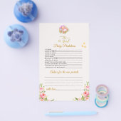 ピンクと金ゴールドフラワーテーマその女の子の赤ちゃんシャワー チラシ (シングル)