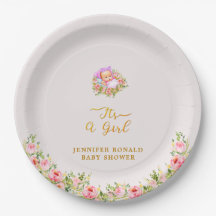 ピンクと金ゴールドフラワーテーマその女の子の赤ちゃんシャワー