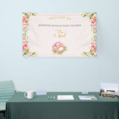 ピンクと金ゴールドフラワーテーマその女の子の赤ちゃんシャワー 横断幕 (トレードショー)