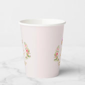 ピンクと金ゴールドフラワーテーマその女の子の赤ちゃんシャワー 紙コップ (左)