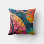 ピンクと金ゴールドフルムーンツリーシルエット クッション (裏面)