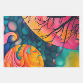 ピンクと金ゴールドフルムーンツリーシルエット ラッピングペーパーシート (正面3)