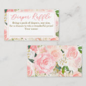 ピンクと金ゴールドフローラおむつラッフルチケット 名刺 (正面/裏面)