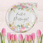 ピンクと金ゴールドフローライースター ペーパープレート