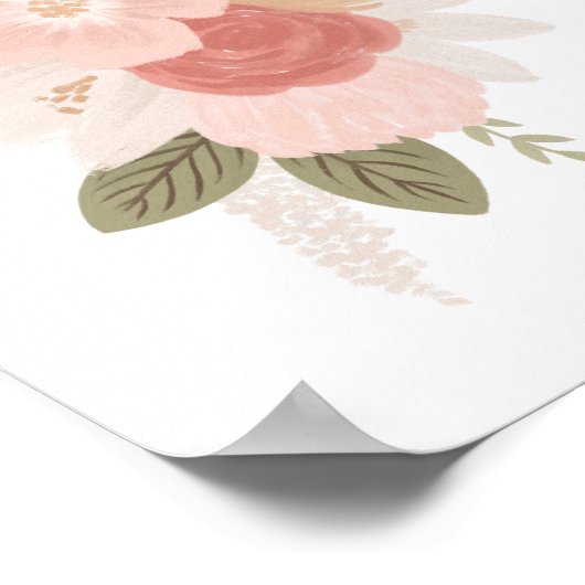 ピンクと金ゴールドフローラグリーナリーガール子供部屋デコール ポスター (角)