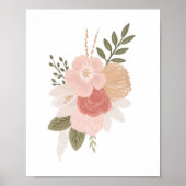 ピンクと金ゴールドフローラグリーナリーガール子供部屋デコール ポスター (正面)