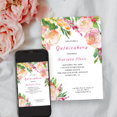 ピンクと金ゴールドフローラシックキンセアニェラ招待状 招待状