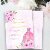 ピンクと金ゴールドフローラプリンセスドレスキンセアニェラ 招待状